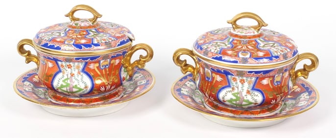 Antique Spode Sauce Tureen Pair