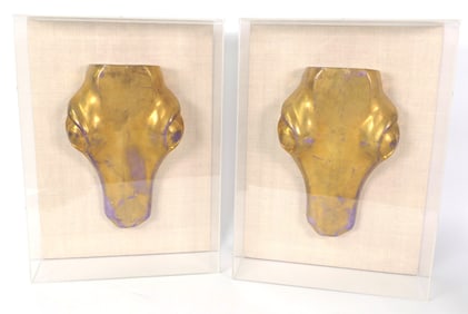 Pair of Sculptural Metal Snake Heads