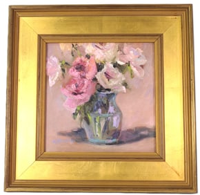Oil on Canvas "Roses in Glass" by Nancy Nordlow Neville