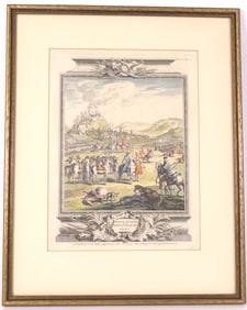 Hand Colored Engraving "Prince Eugene" War Scene