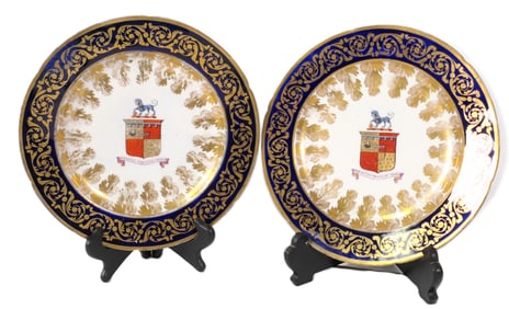 Pair of English Armorial Plates