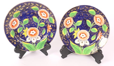Pair of Antique Newhall Pudding Plates