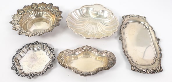 Five Sterling Candy Bowls