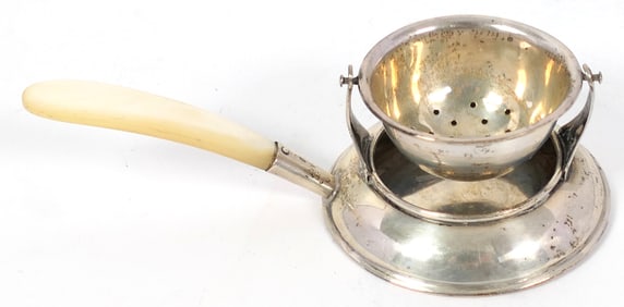 Sterling Tea Strainer with Shell Handle