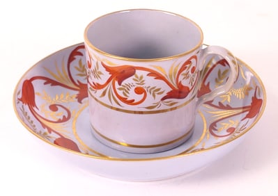 Antique Derby Coffee Can and Saucer
