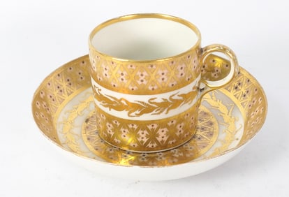 Antique Derby Coffee Can and Saucer