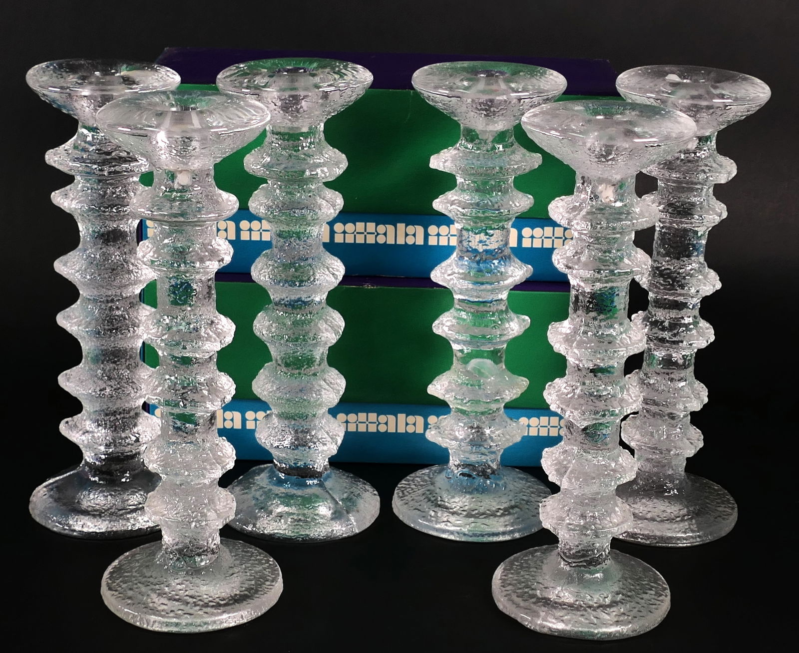 Set  of Six Vintage Littala Festivo Crystal Candleholders (1 of 8)
