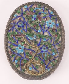 Chinese Enamel Hand Held Mirror