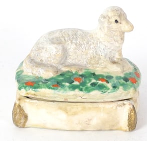 Reclining Sheep Covered Trinket Box