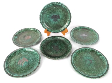 Antique Set of Six Gustavsberg Argenta Plates with Sterling Overlay