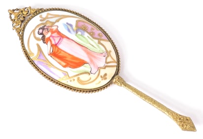 Hand Painted Porcelain Hand Mirror