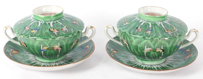Pair of Chinese Butterfly Cups and saucers
