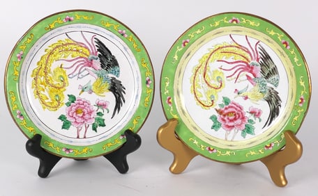 Pair of Chinese Plates with Phoenix
