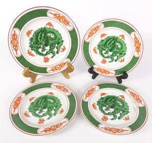 Four Fitz and Floyd Dragon Plates