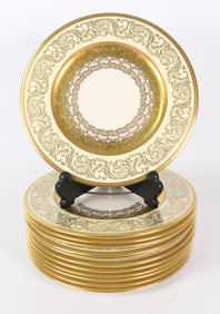 1950's Gold Scroll Porcelain Dinner Plates