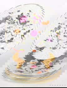 Six Crown Staffordshire Bird of Paradise Plates
