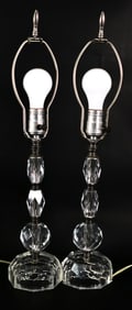 Pair of Leviton Mid Century Crystal Boudoir Lamps