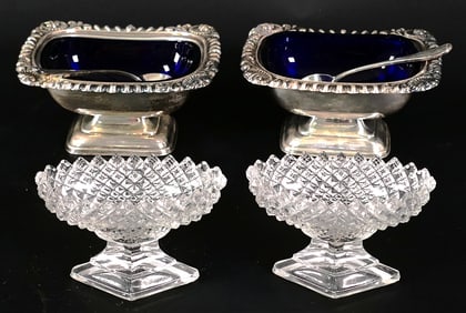 Footed Open Salt Cellar Pair
