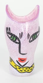 "Open Minds" Pink Art Glass Face Vase