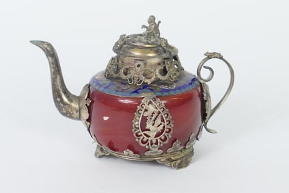 Antique Red Jade Tibetan Teapot