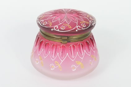Victorian Pink Glass Trinket Box