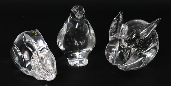 Three Art Glass Animal Paperweights