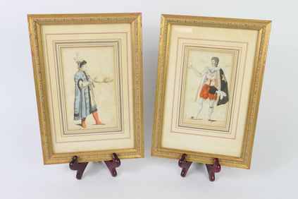 Framed Man Engraving Pair