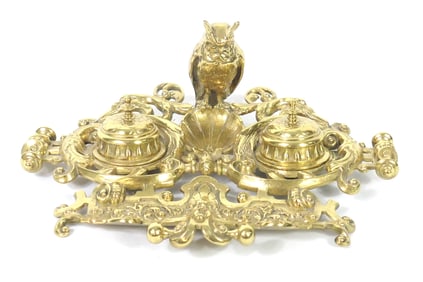 Victorian Style Brass Inkwell