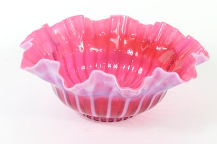 Opalescent Striped Art Glass Bowl