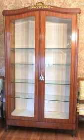 Antique Louis XV Vitrine with Shell Pediment