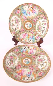 Pair of Antique Rose Medallion Plates