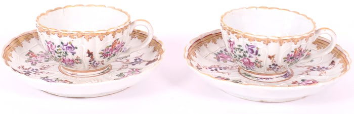 Pair of Antique Samson Cups and Saucers