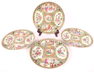 Four Antique Rose Medallion Plates
