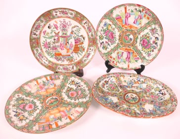 Three Antique Rose Medallion Plates