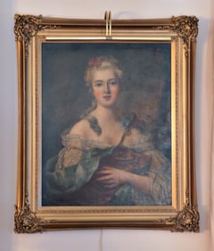 Antique Oil on Canvas on Board Madame DuBerry