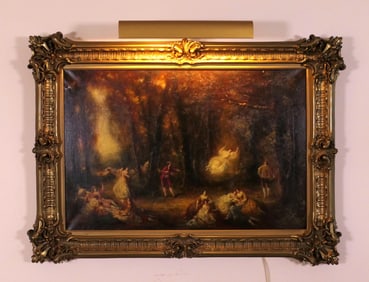 Early 20th Century Rococo Style Oil on Canvas
