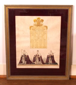 Antique Hand Colored Engraving "The Order of the Procession"