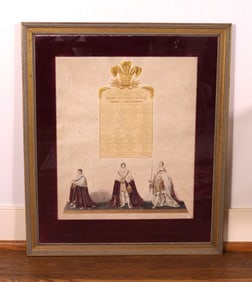Antique Hand Colored Engraving "The Order of the Procession"