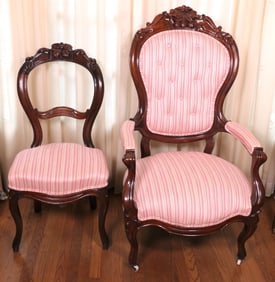 Two Louis XV Style Parlor Chairs