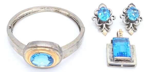 Blue Topaz and Sterling Jewelry Set