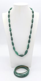 Malachite Necklace and Three Bangles