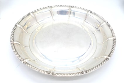 Sterling Round Shallow Serving Bowl Marked Mhf