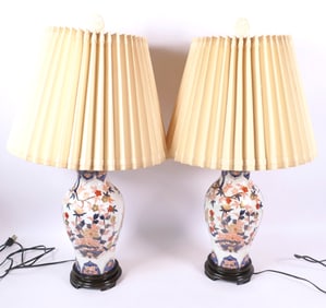 Pair of Ceramic Imari Style Table Lamps