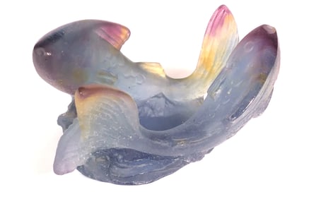 Daum Blue and Purple Crystal Fish