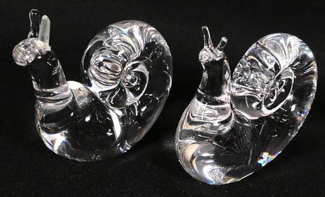 Pair of Steuben Snails