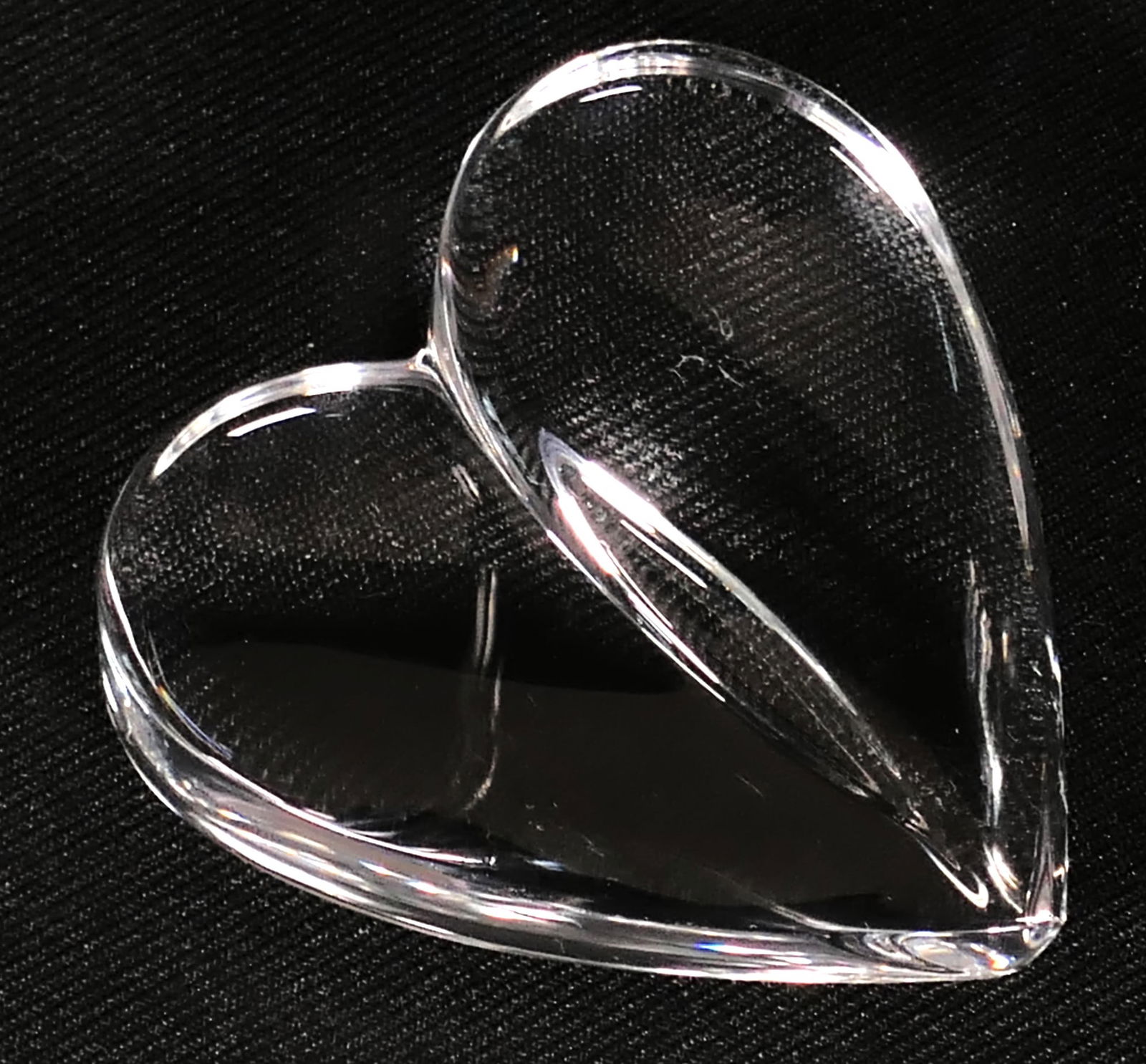 Steuben "Loving Heart" Paperweight: Steuben crystal "Loving Heart" paperweight. Marked with etched signature. Size: 2.5"w x 2.5"h Location: Den