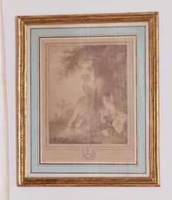 Sepia Engraving Print "Chiffre D'Armour"
