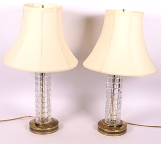Pair of 1960's Crystal Lamps