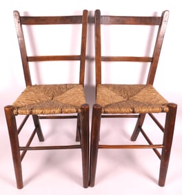 Pair of Antique Ladderback Children's Chairs