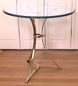 Hollywood Regency Style Glass Top Drinks Table